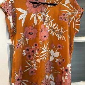 Express Orange and Pink Floral Blouse